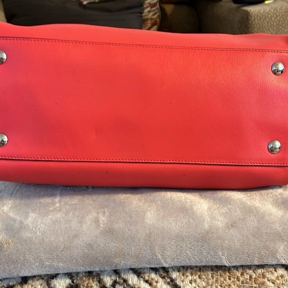 COACH LEGACY HALEY SATCHEL SILVER/BRIGHT CORAL #23574 - Picture 5 of 9